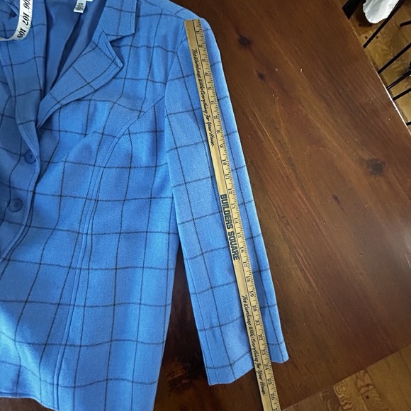 TALBOTS WOMAN Blue Plaid Cashmere Wool BLAZER Jacket 18W Work Office Academia - Picture 10 of 14